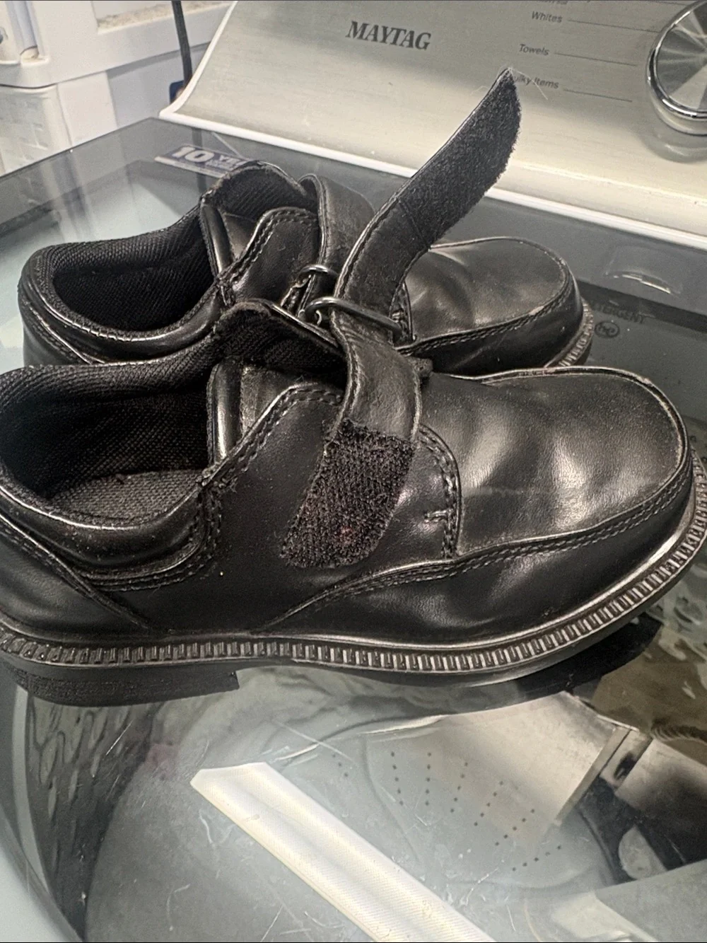 French Toast Boys Black Hook-and-Loop Dress Shoes